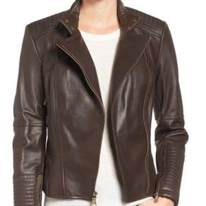 Vince Camuto Asymmetrical Leather Moto Jacket